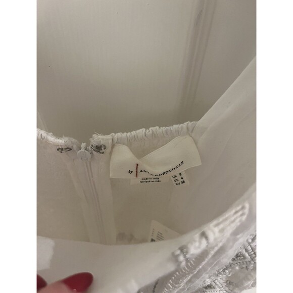 Anthropologie Alene Embroidered White Midi Lace Dress NWT Size 4 - Picture 4 of 7